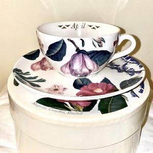 Spode Flowers of the Month Cup and Saucer April NIB Magnolia, Camellia, …